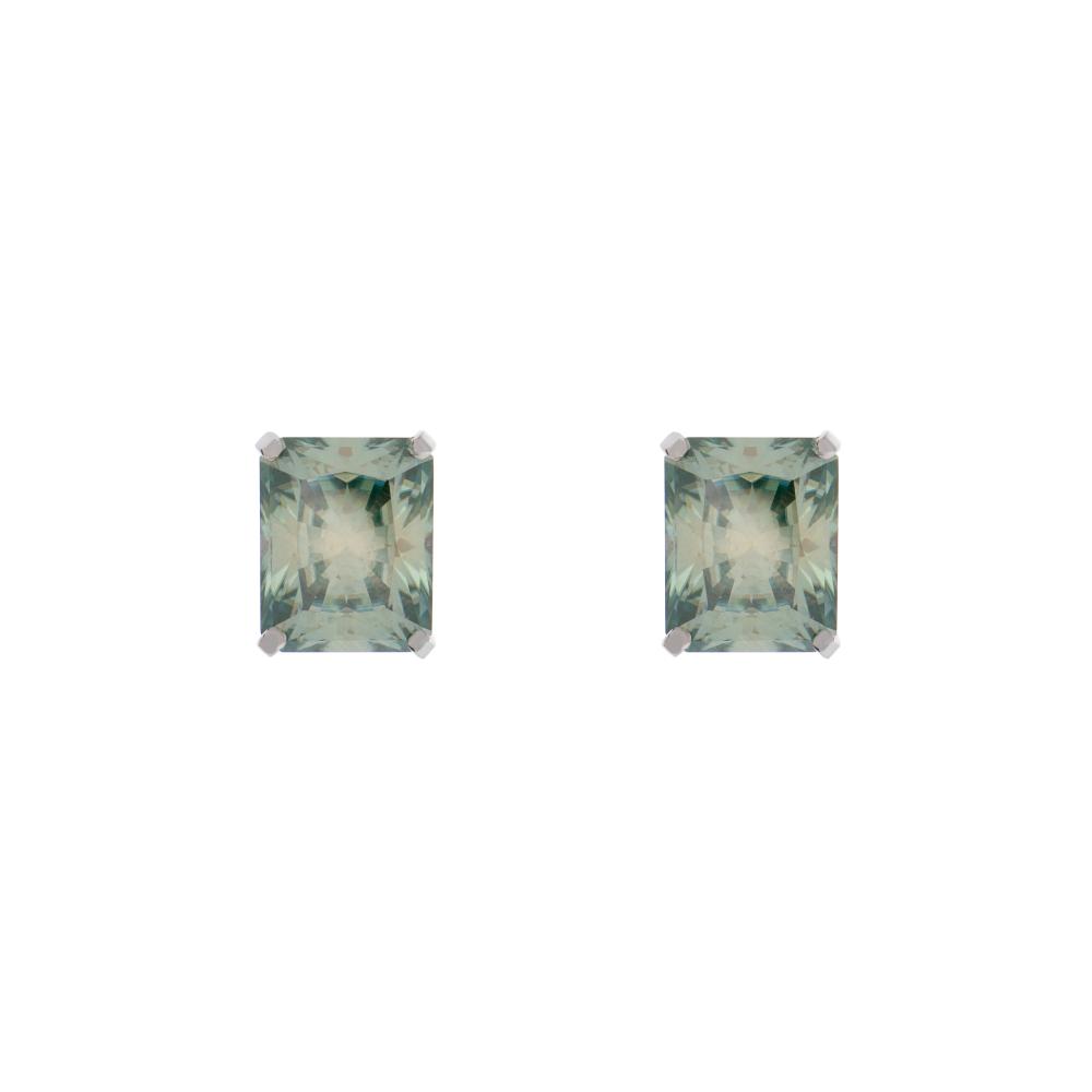 Brinco Retangular Moissanites Blue Ice
