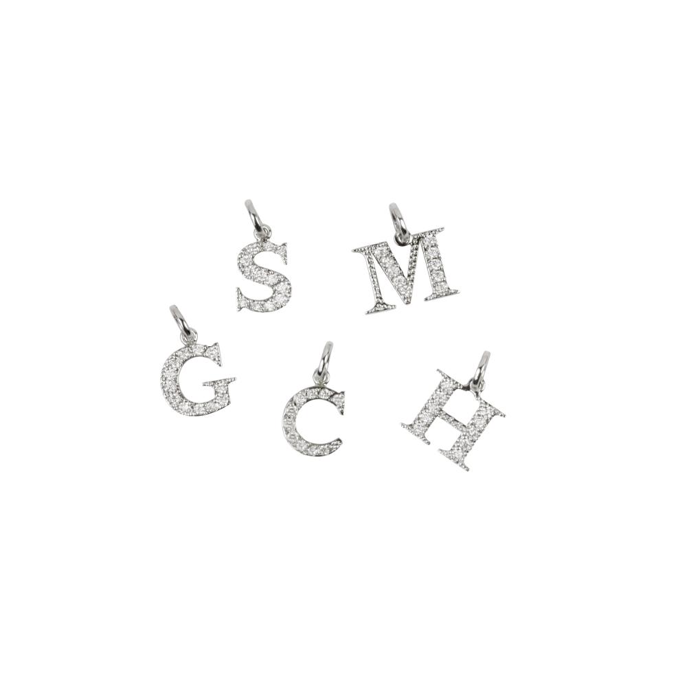 Pingente letras cravejadas com moissanitas